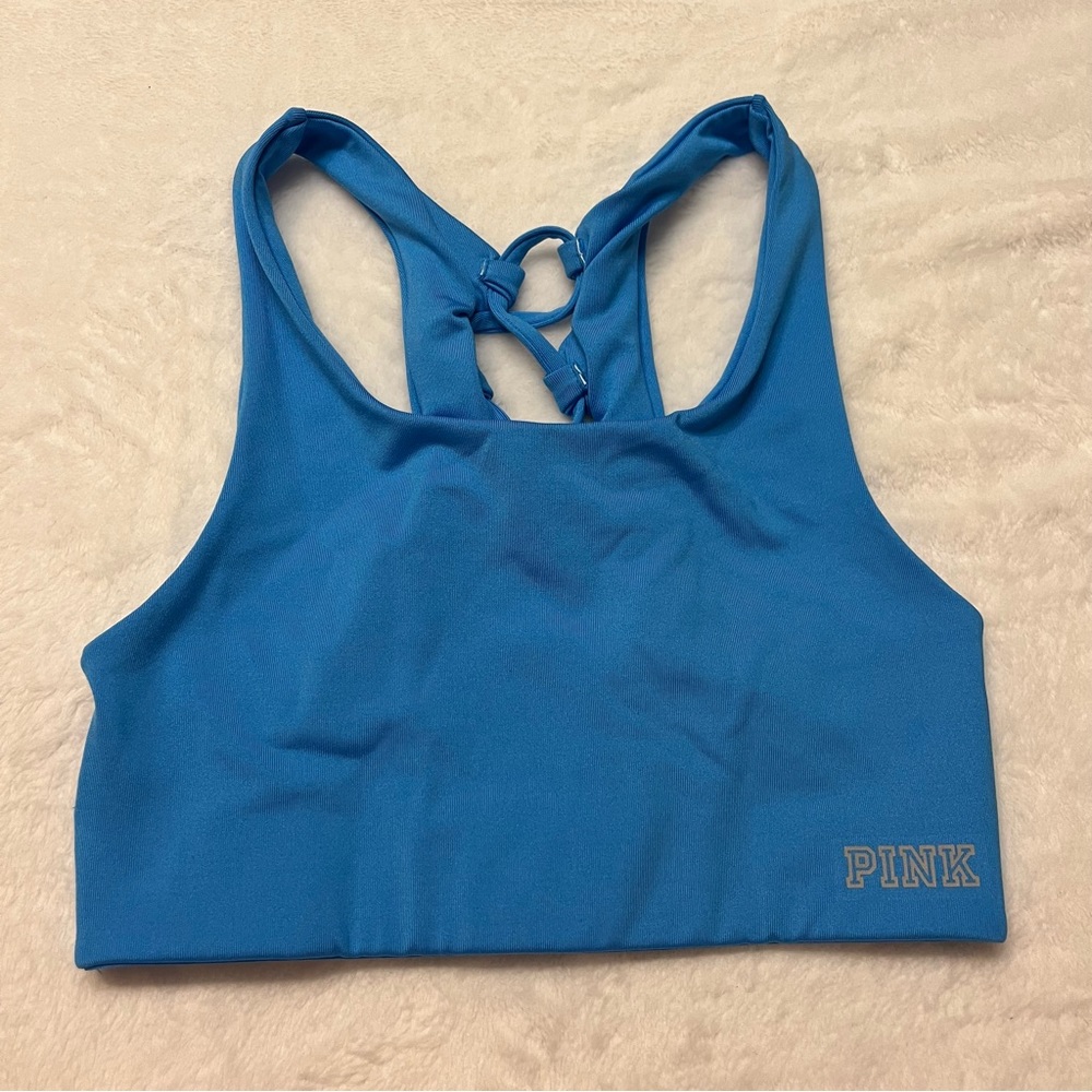 NWOT Victoria’s Secret PINK Blue Strappy Sports Bra